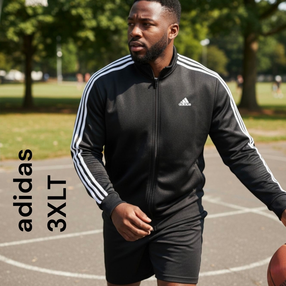 adidas | Men's NWT | Track Jacket 3 Stripe | Black & White | Big & Tall 3XLT